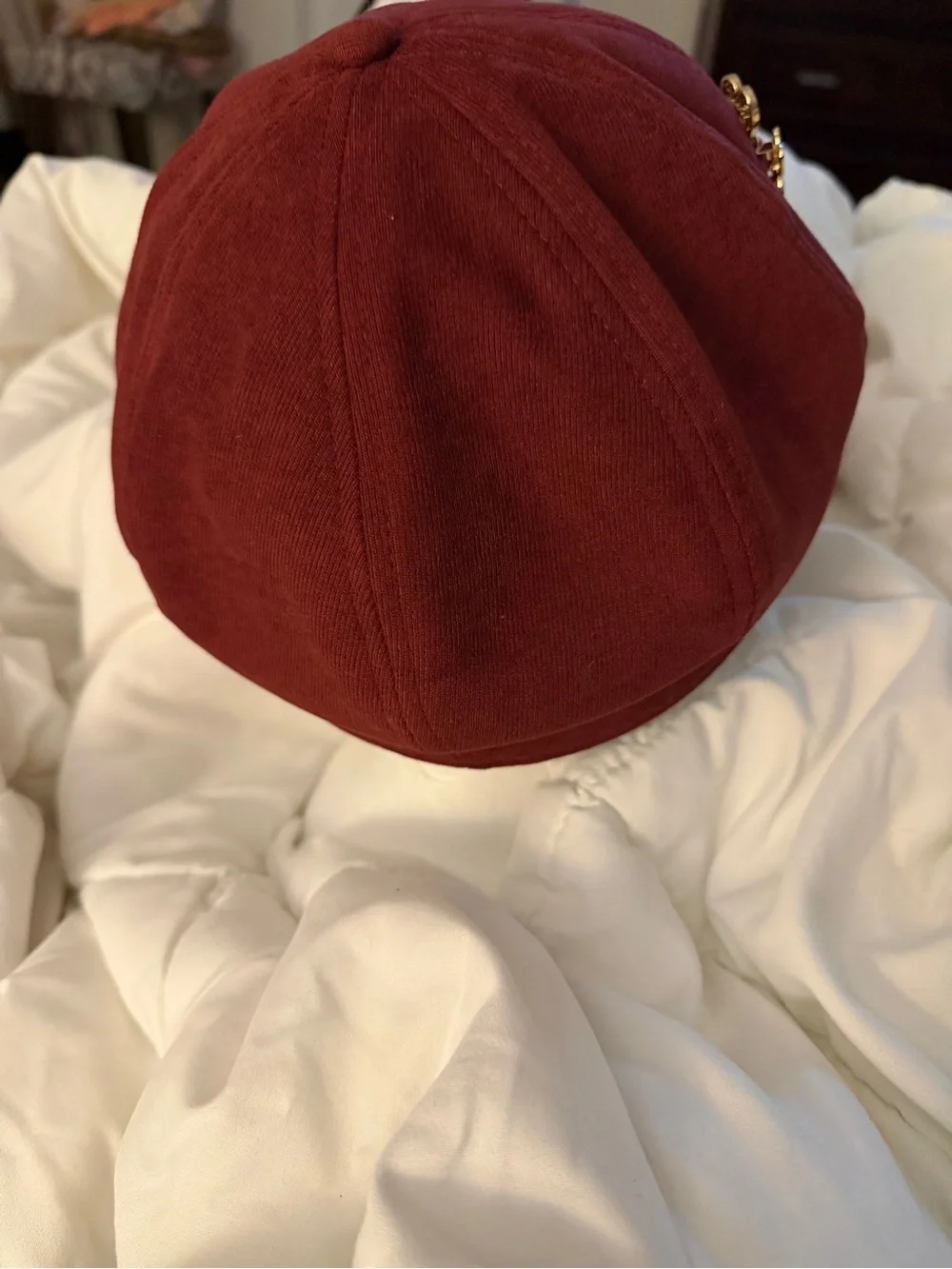 Vintage Burgundy Cadet Cap with Gold Pin Accents - Picture 2 of 4